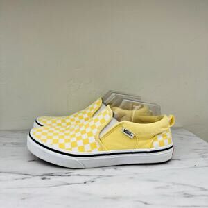 Vans Classic Yellow Checkered Slip On Shoes Missy Size 6